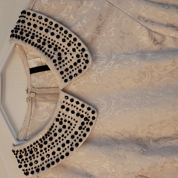 EUC Kensie Cream Colored Broquet Beaded Collar Dress - Picture 4 of 13